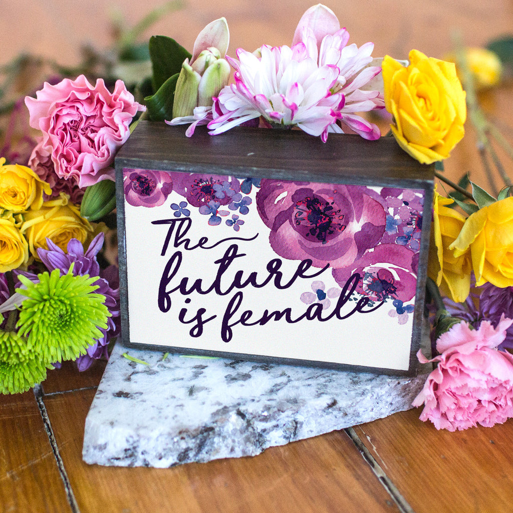 The Future is Female Floral Design Table Top Box - pipercleo.com