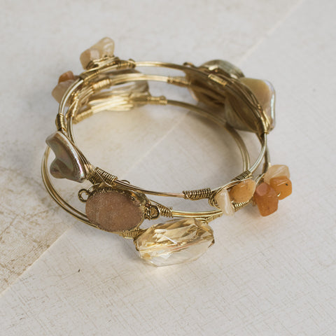 Classic Rock Gold Bangles - pipercleo.com