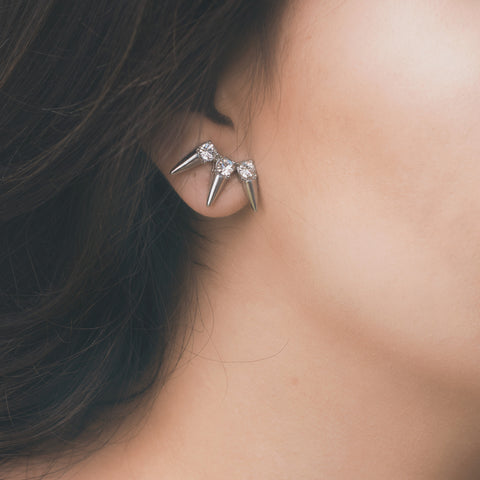 Spikes in Silver Earrings