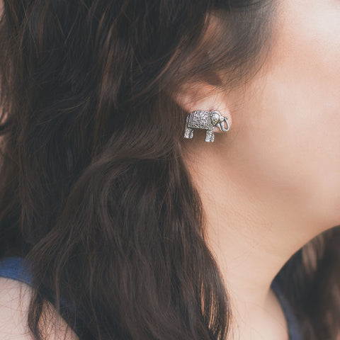 Silver Elephant Earrings