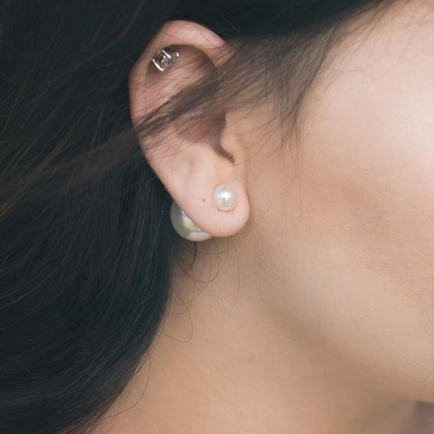 Modern Pearl Silver Earrings