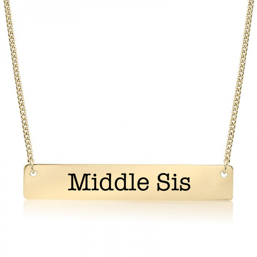 Middle Sister Gold / Silver Bar Necklace - Sister Gifts - pipercleo.com