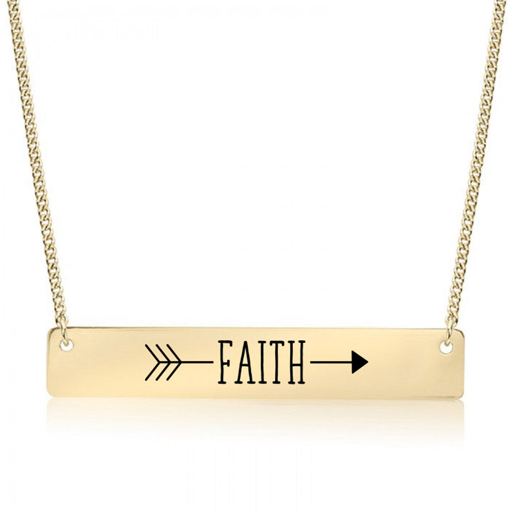 Faith Arrow Gold / Silver Bar Necklace - pipercleo.com
