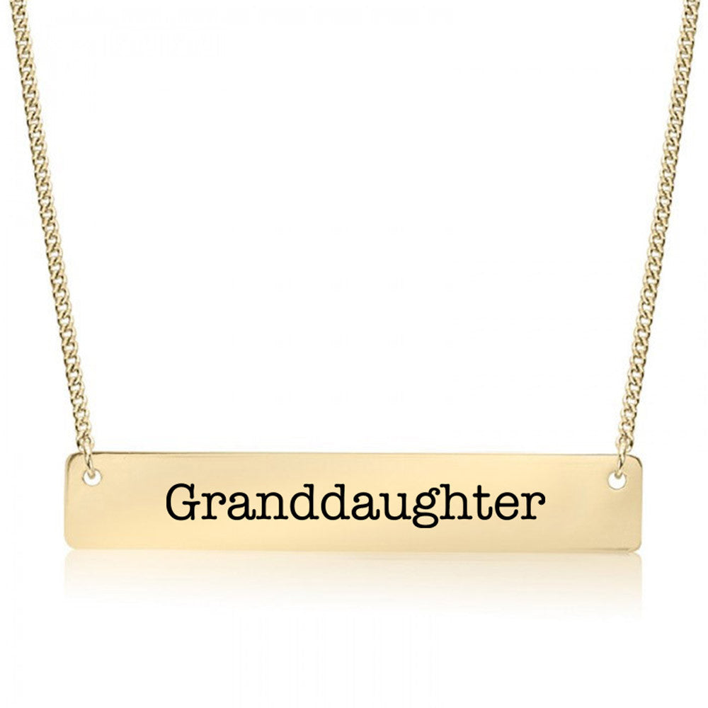 Granddaughter Gold / Silver Bar Necklace - pipercleo.com