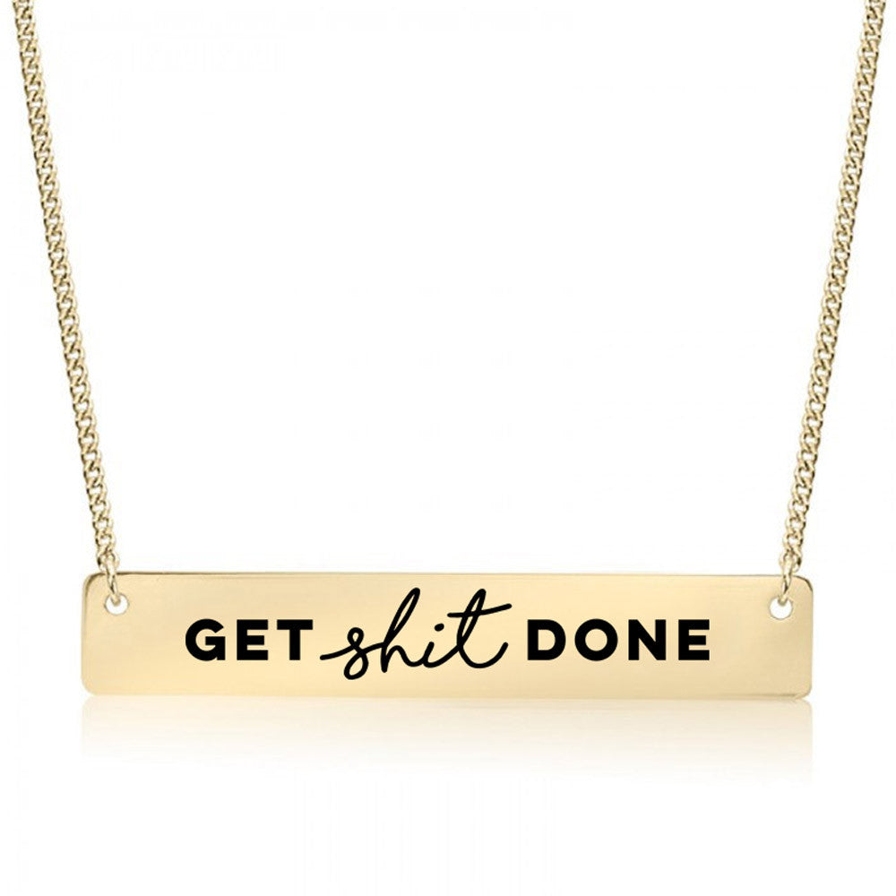 Get Shit Done Goal Setting Gold / Silver Bar Necklace - pipercleo.com
