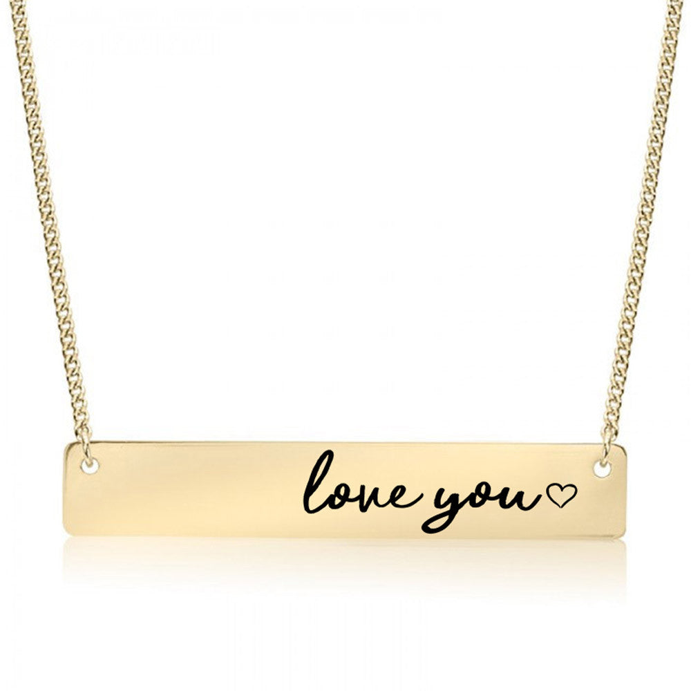 Love You Gold / Silver Bar Necklace - pipercleo.com