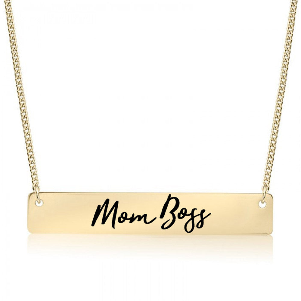 Mom Boss Gold / Silver Bar Necklace - pipercleo.com