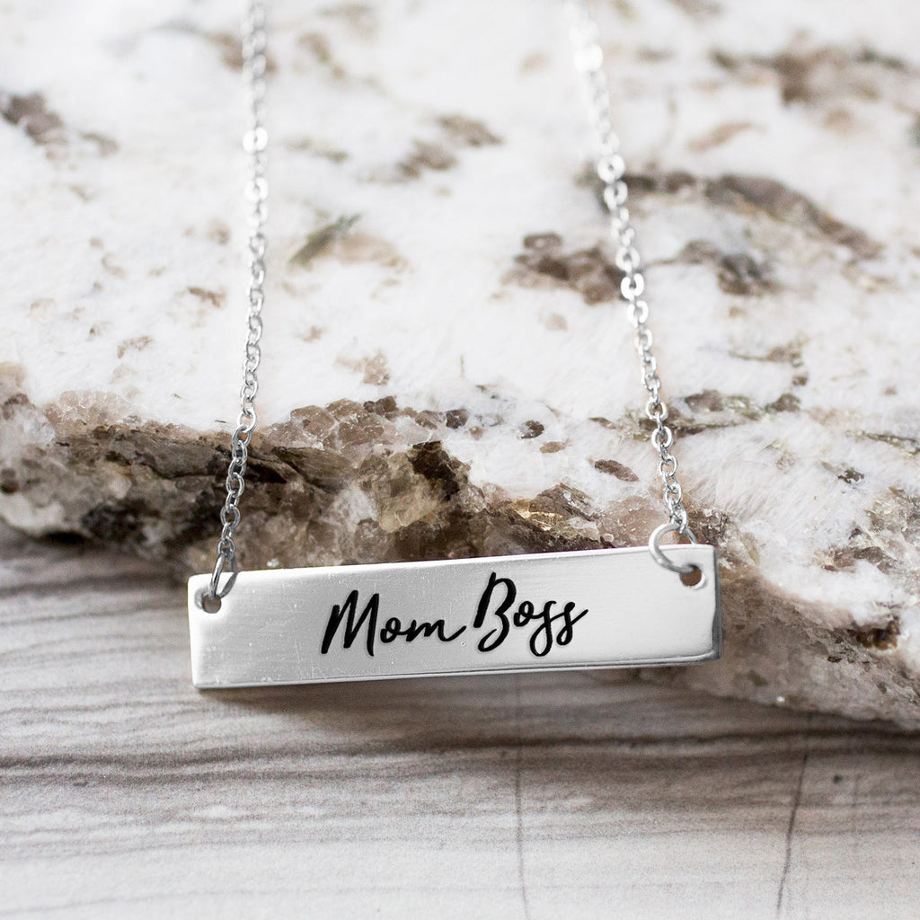 Mom Boss Gold / Silver Bar Necklace - pipercleo.com