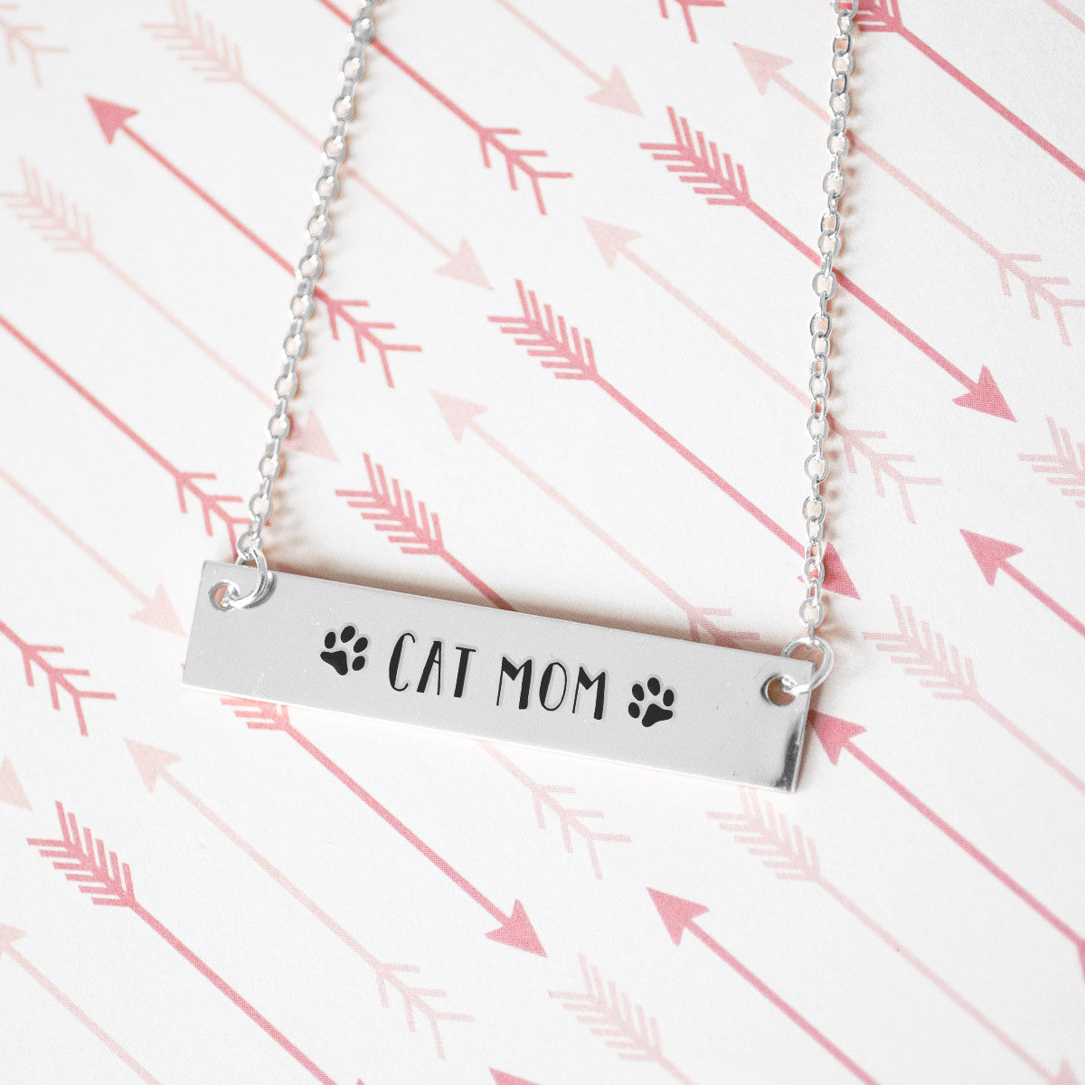 Cat Mom Gold / Silver Bar Necklace - pipercleo.com