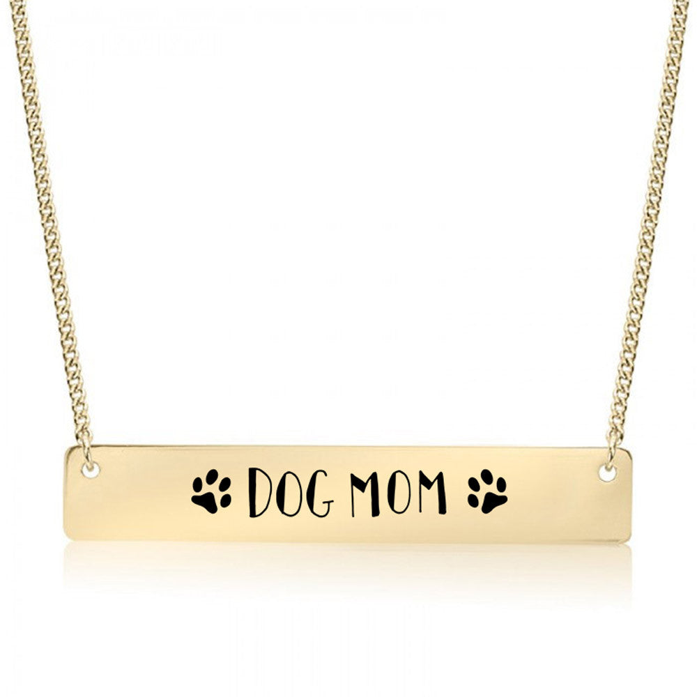 Dog Mom Gold / Silver Bar Necklace - pipercleo.com