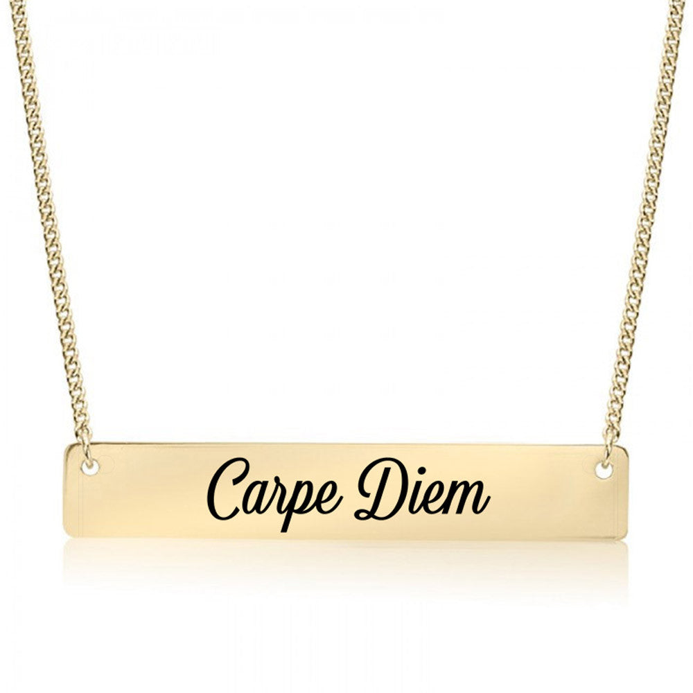 Carpe Diem Gold / Silver Bar Necklace - pipercleo.com