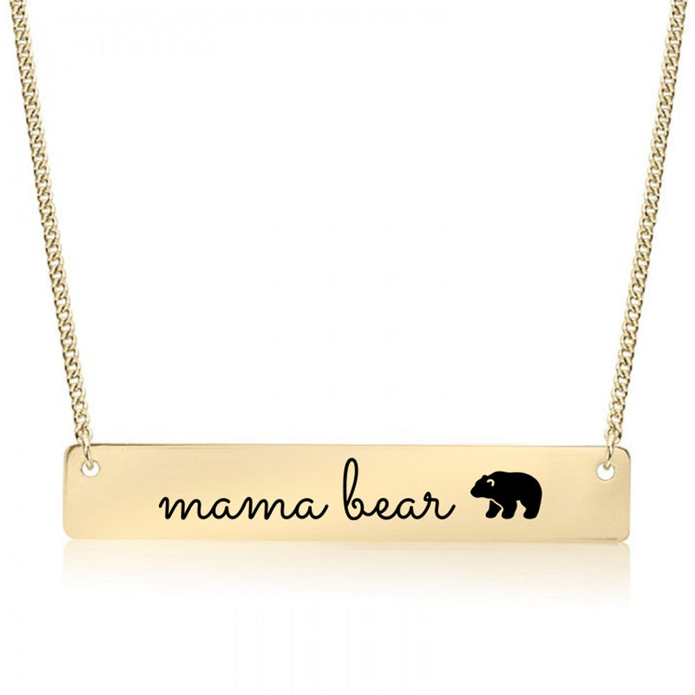 Mama Bear Gold / Silver Bar Necklace - pipercleo.com