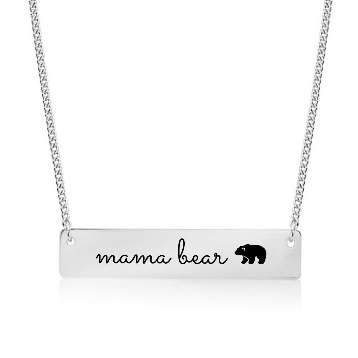 Mama Bear Gold / Silver Bar Necklace - pipercleo.com