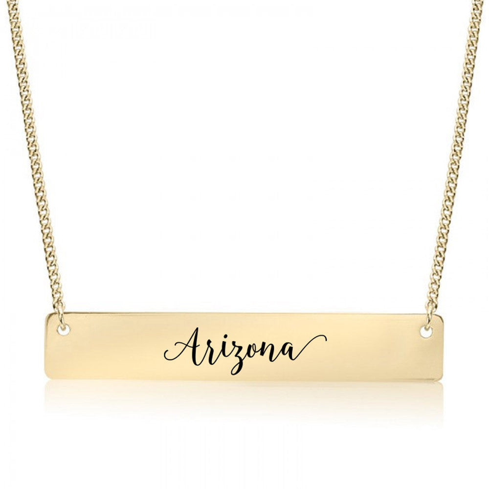 Home State Pride  Gold / Silver Bar Necklace - Select Your State! - pipercleo.com