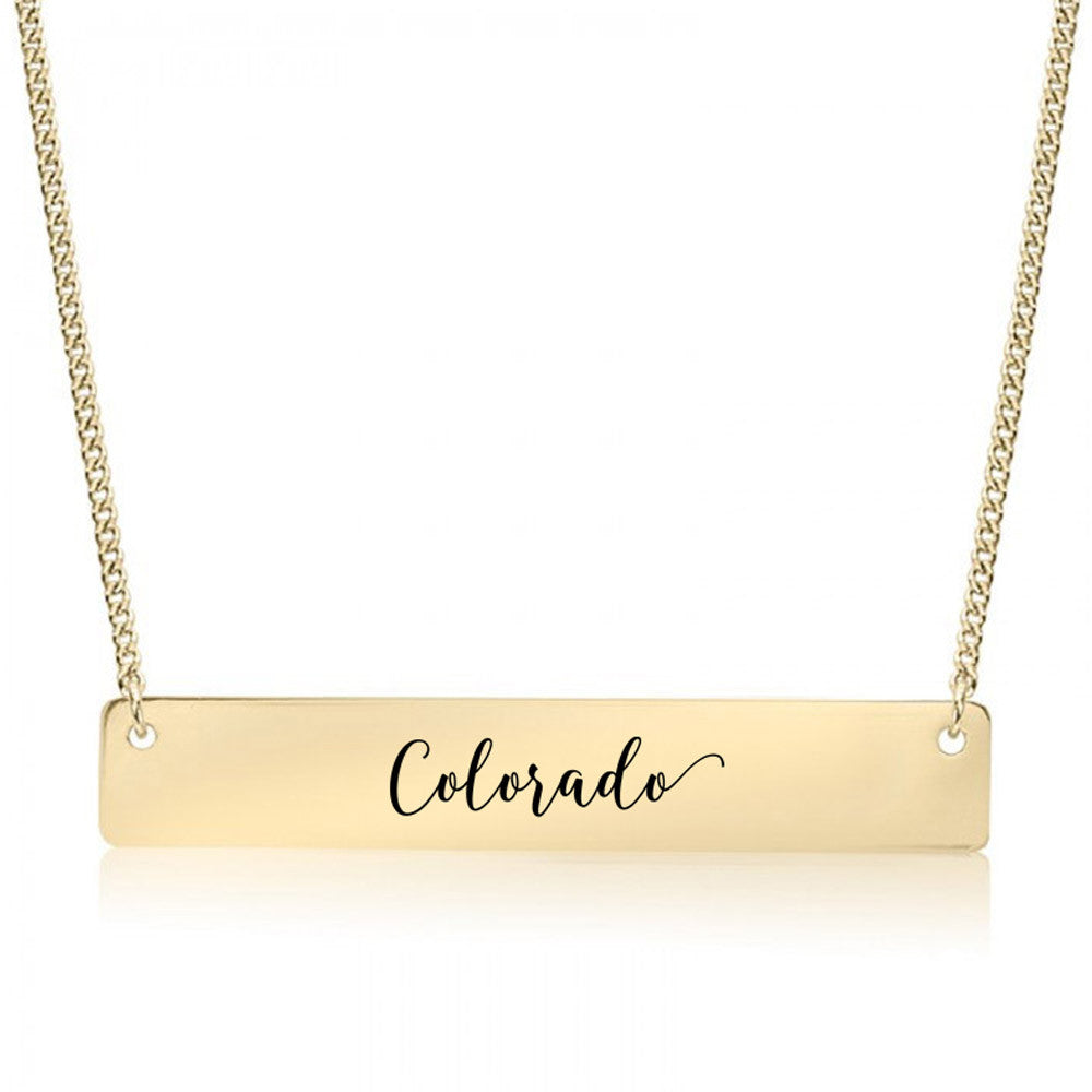 Home State Pride  Gold / Silver Bar Necklace - Select Your State! - pipercleo.com