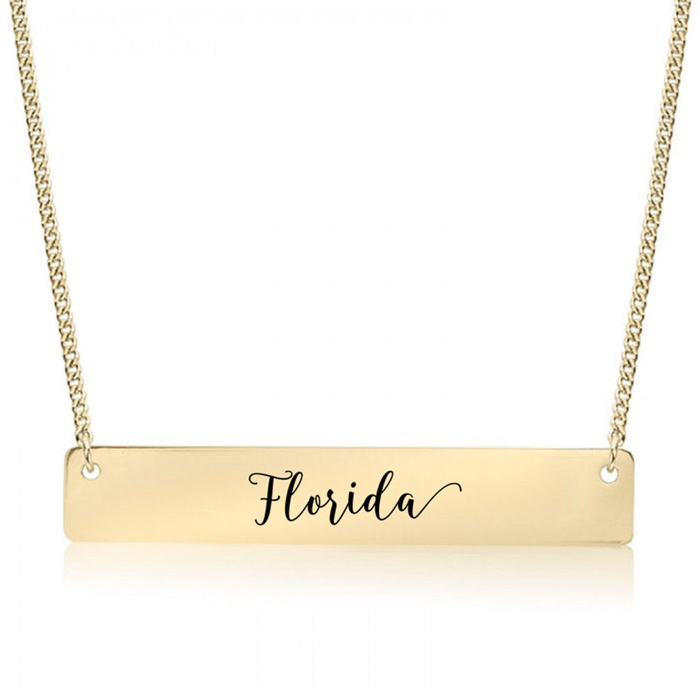 Home State Pride  Gold / Silver Bar Necklace - Select Your State! - pipercleo.com
