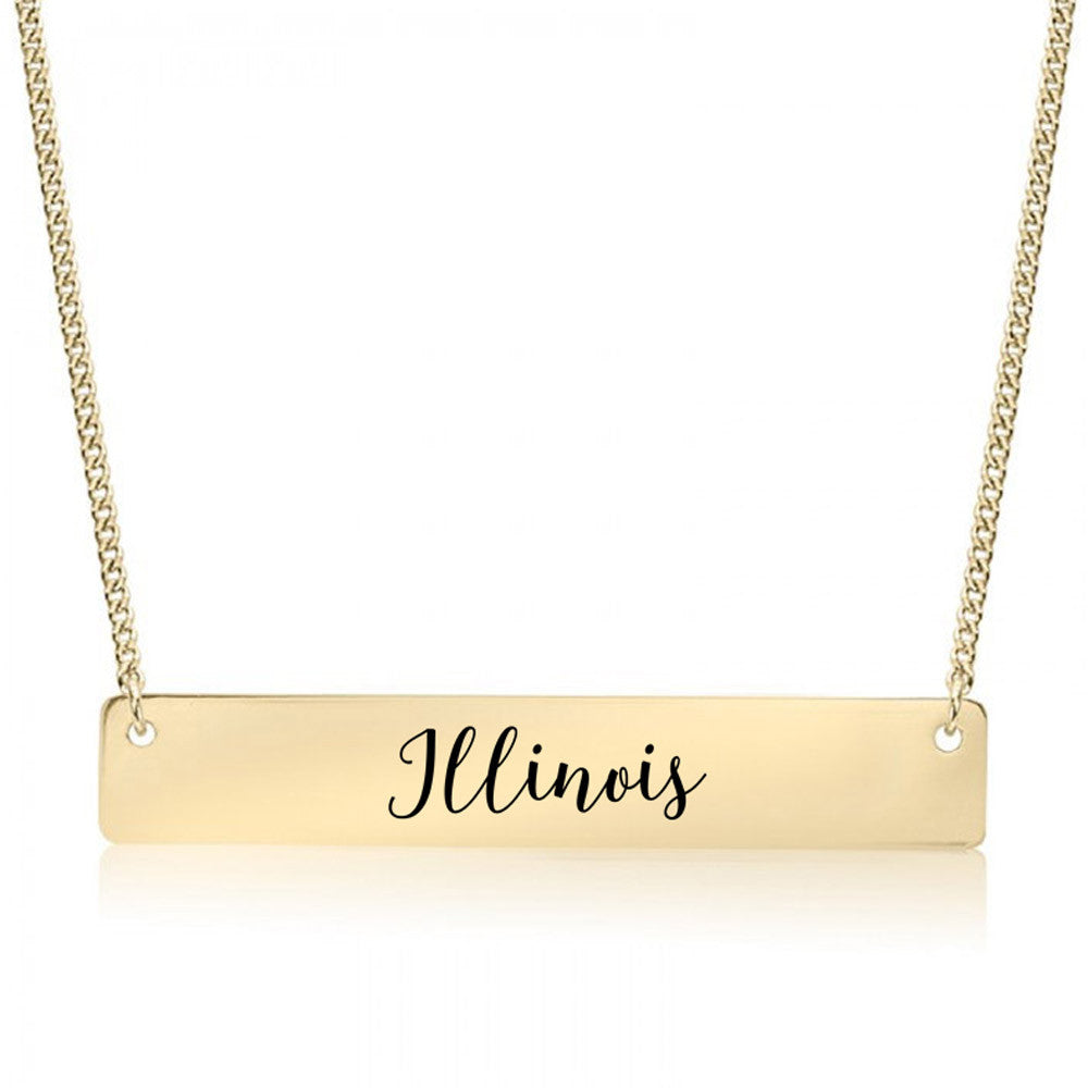 Home State Pride  Gold / Silver Bar Necklace - Select Your State! - pipercleo.com