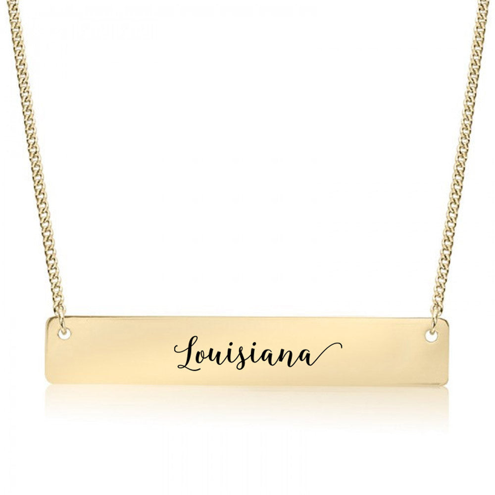 Home State Pride  Gold / Silver Bar Necklace - Select Your State! - pipercleo.com