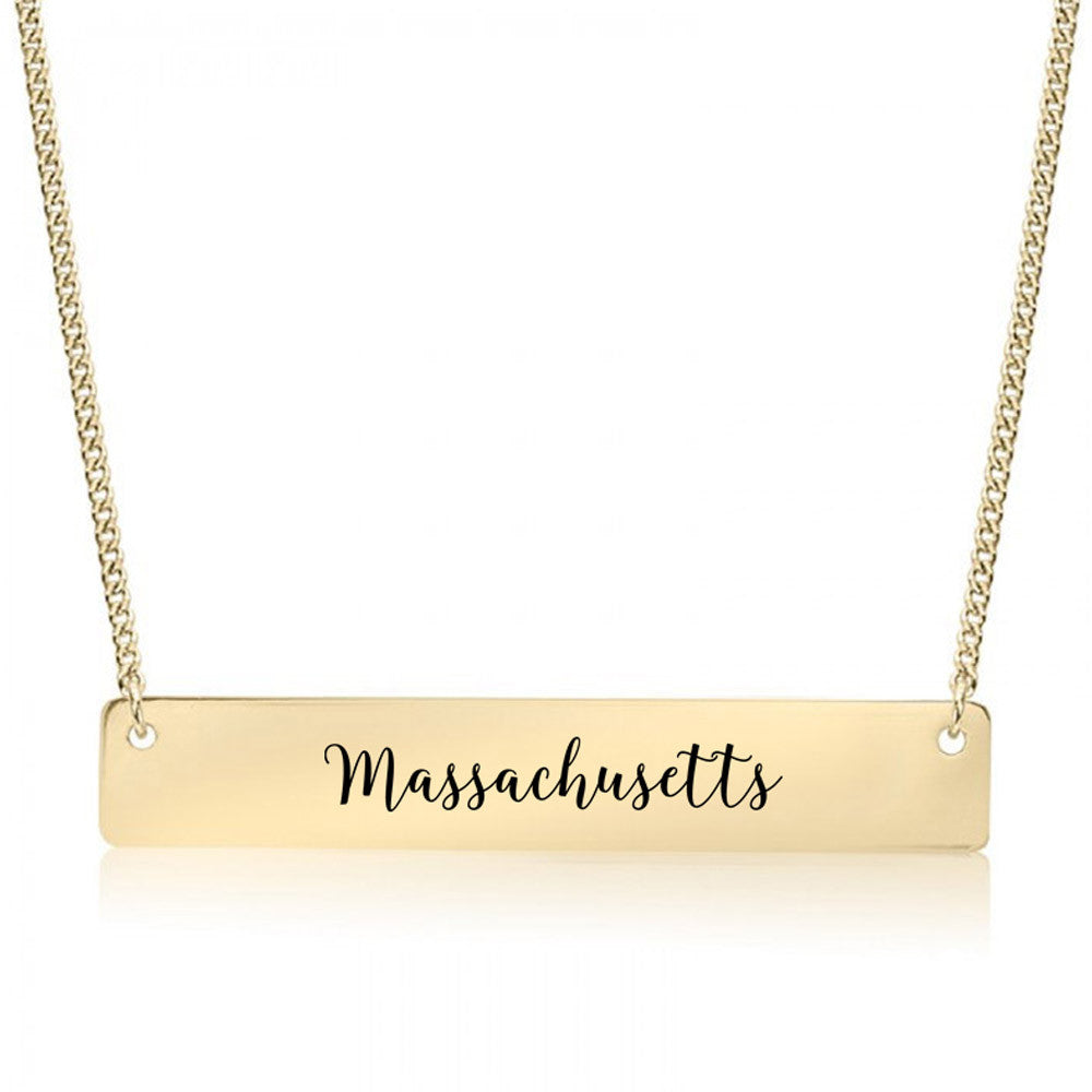 Massachusetts Gold / Silver Bar Necklace - pipercleo.com