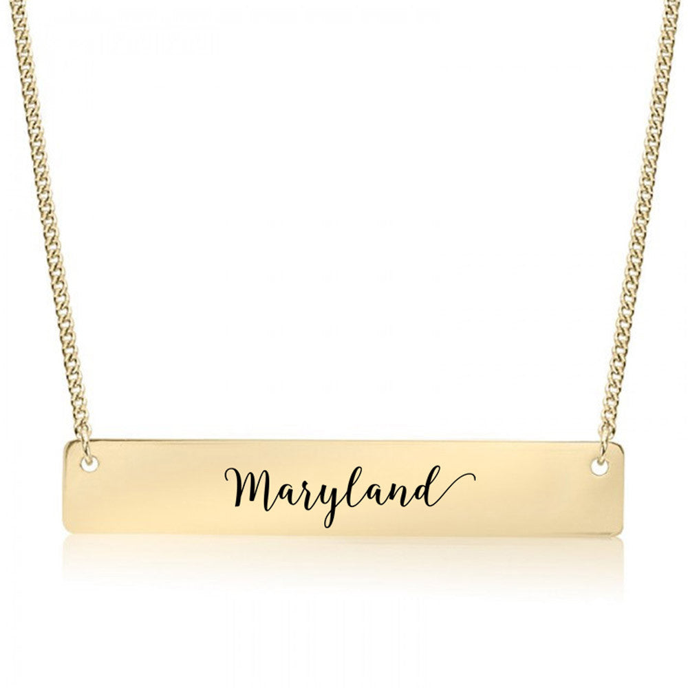 Home State Pride  Gold / Silver Bar Necklace - Select Your State! - pipercleo.com