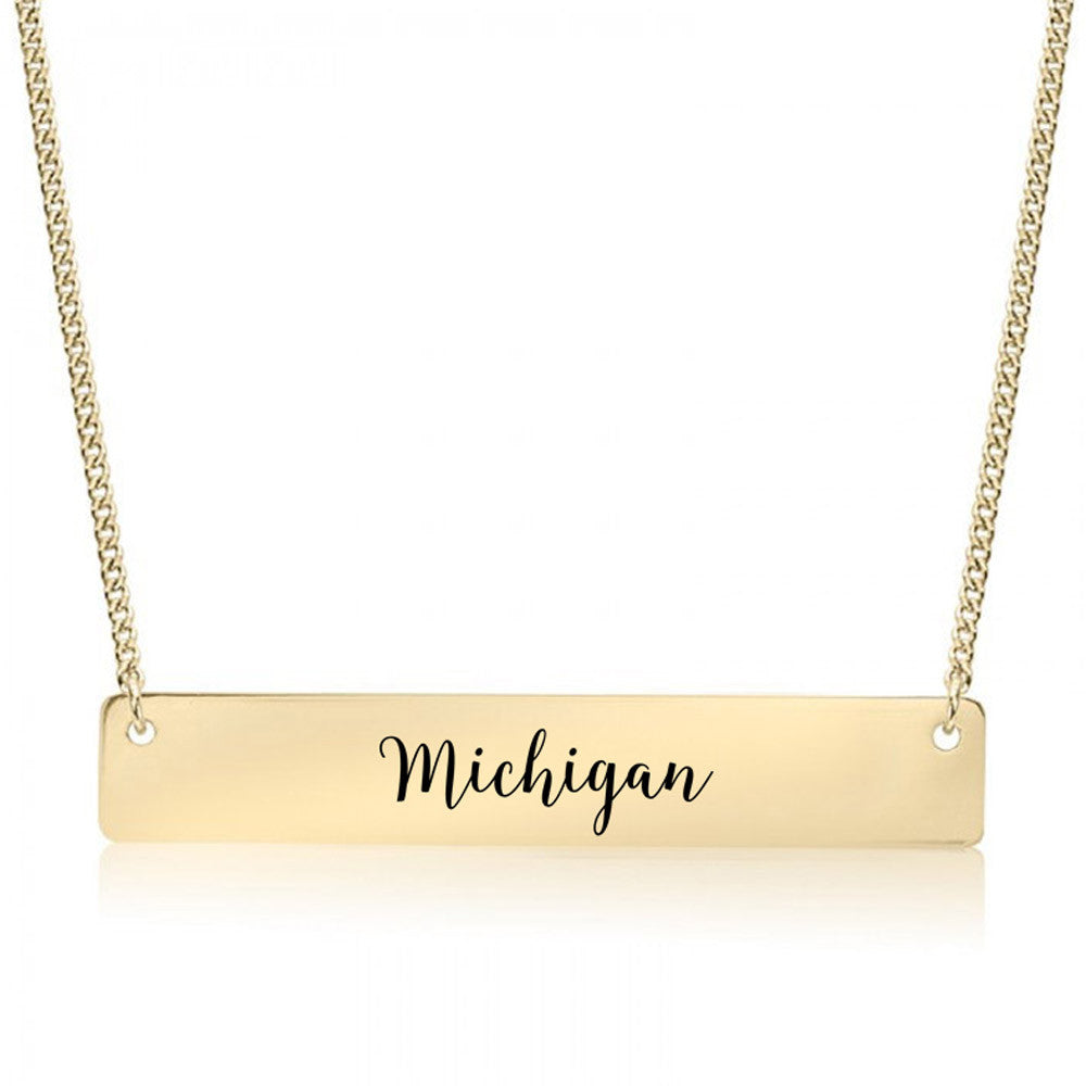 Home State Pride  Gold / Silver Bar Necklace - Select Your State! - pipercleo.com