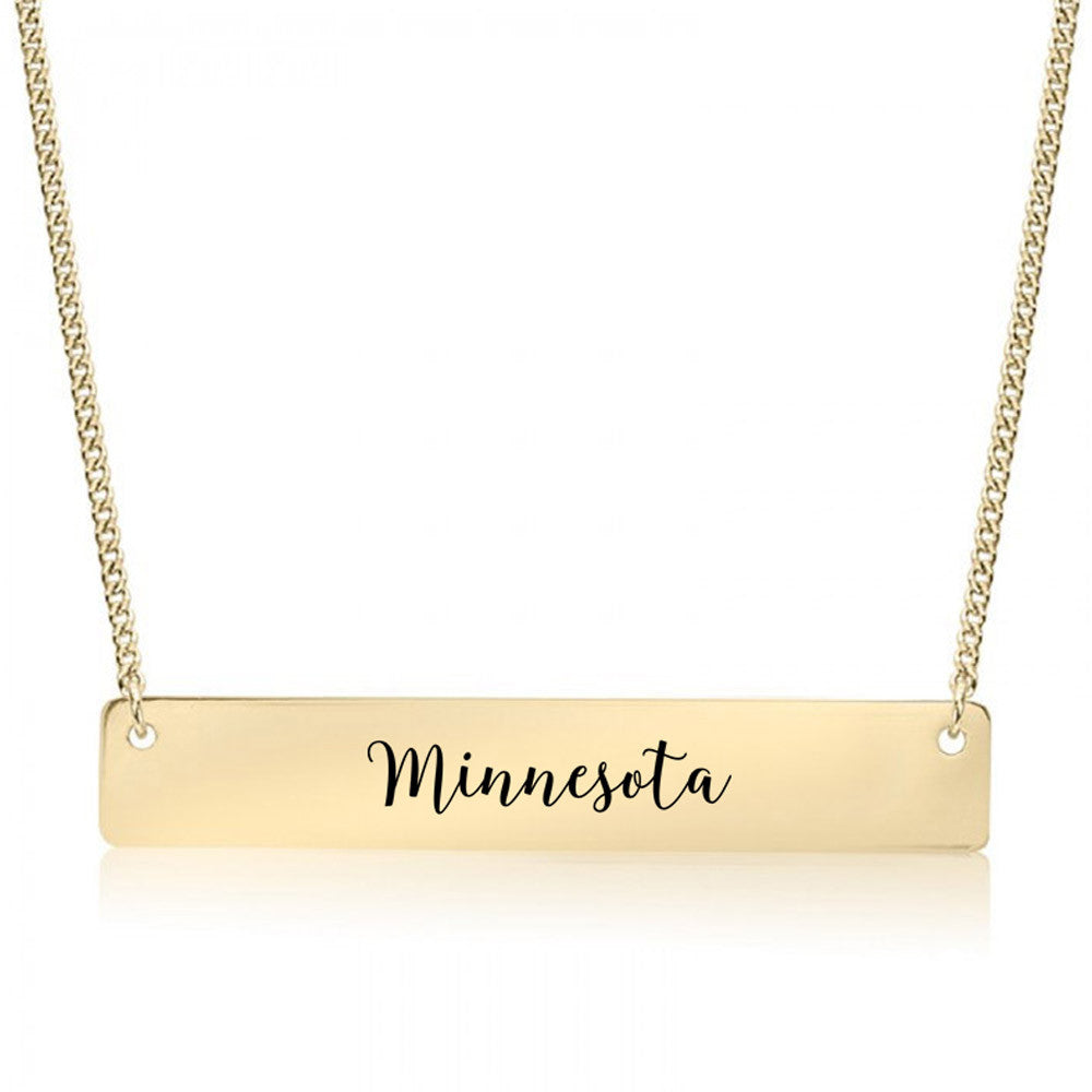 Home State Pride  Gold / Silver Bar Necklace - Select Your State! - pipercleo.com