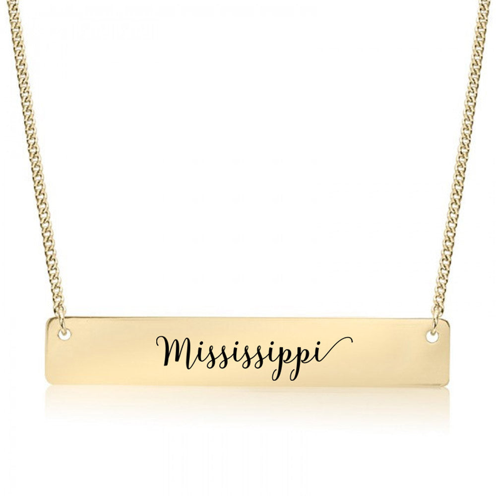 Home State Pride  Gold / Silver Bar Necklace - Select Your State! - pipercleo.com