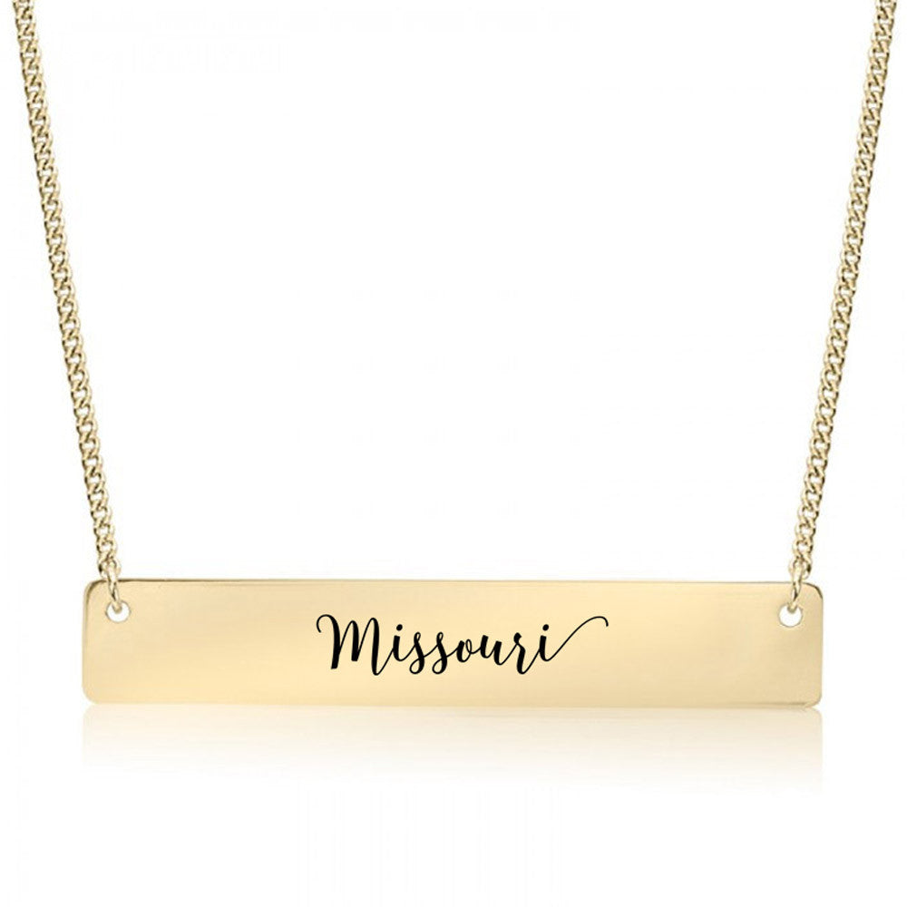 Home State Pride  Gold / Silver Bar Necklace - Select Your State! - pipercleo.com
