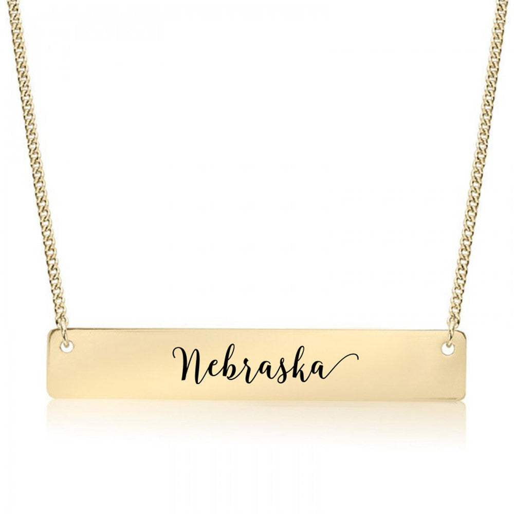 Home State Pride  Gold / Silver Bar Necklace - Select Your State! - pipercleo.com