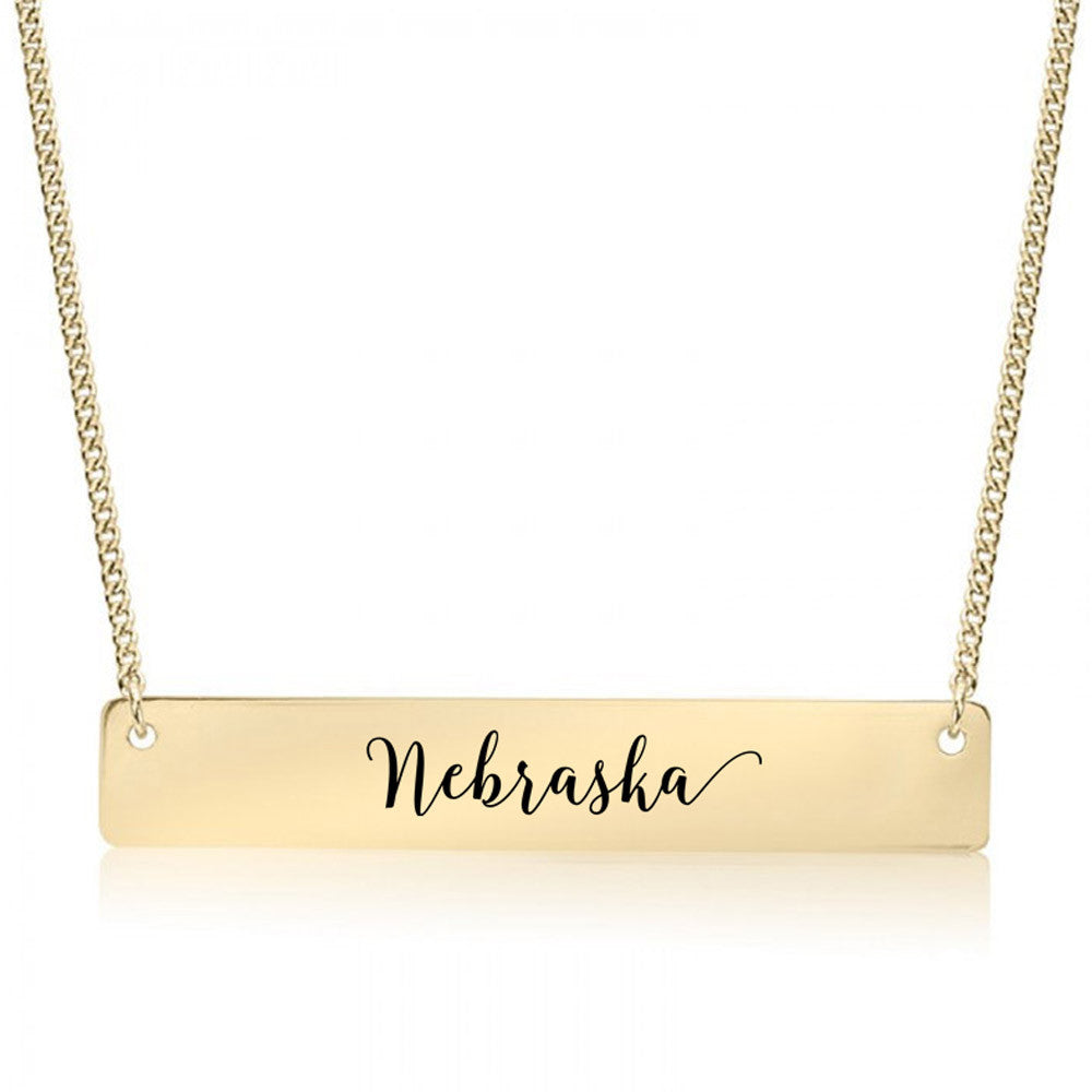 Nebraska Gold / Silver Bar Necklace - pipercleo.com