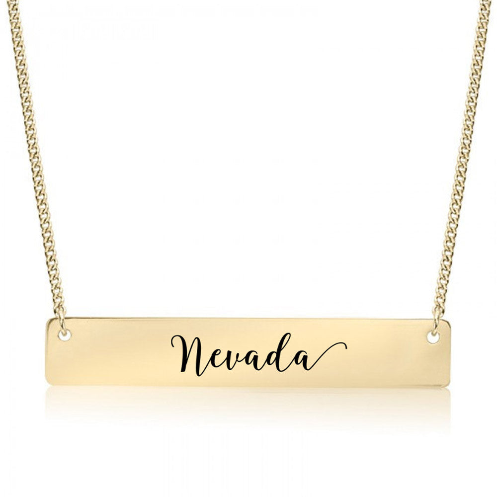 Home State Pride  Gold / Silver Bar Necklace - Select Your State! - pipercleo.com