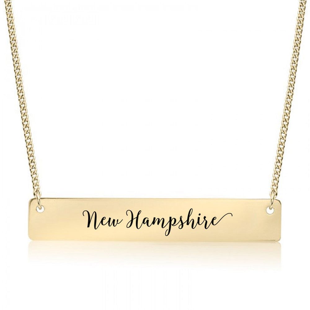 Home State Pride  Gold / Silver Bar Necklace - Select Your State! - pipercleo.com