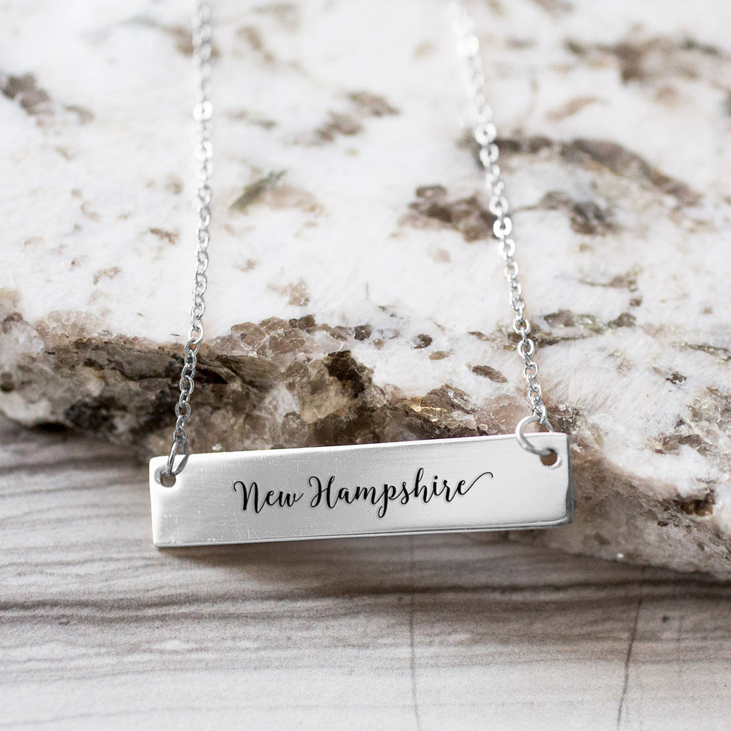 New Hampshire Gold / Silver Bar Necklace - pipercleo.com