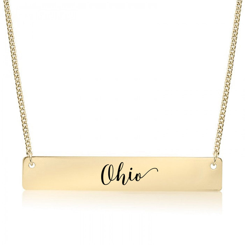 Home State Pride  Gold / Silver Bar Necklace - Select Your State! - pipercleo.com