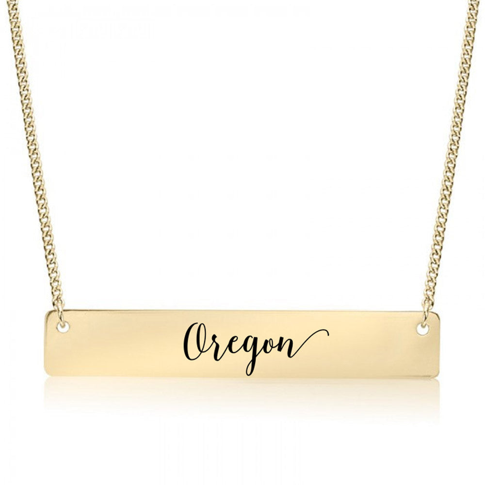 Home State Pride  Gold / Silver Bar Necklace - Select Your State! - pipercleo.com