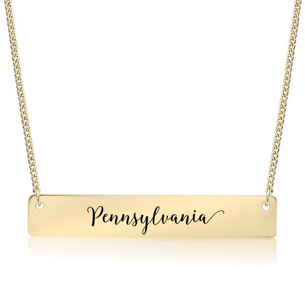 Home State Pride  Gold / Silver Bar Necklace - Select Your State! - pipercleo.com