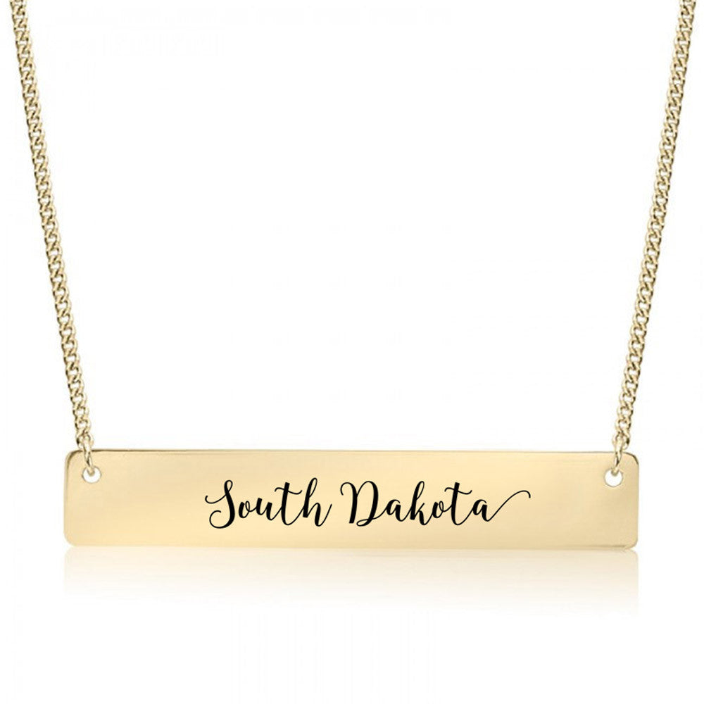 South Dakota Gold / Silver Bar Necklace - pipercleo.com