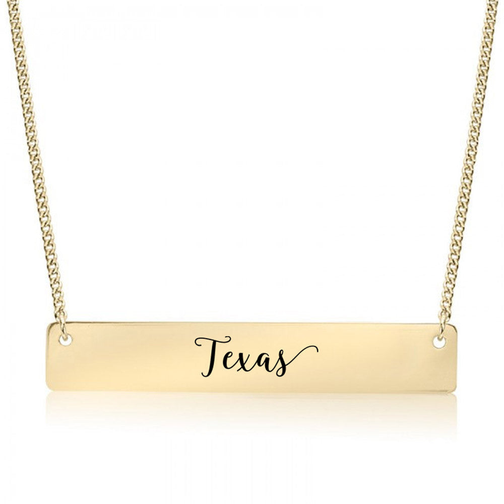 Home State Pride  Gold / Silver Bar Necklace - Select Your State! - pipercleo.com