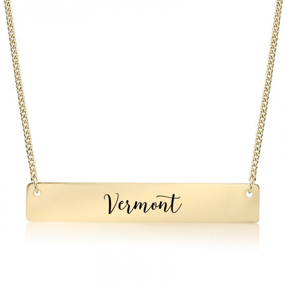 Home State Pride  Gold / Silver Bar Necklace - Select Your State! - pipercleo.com
