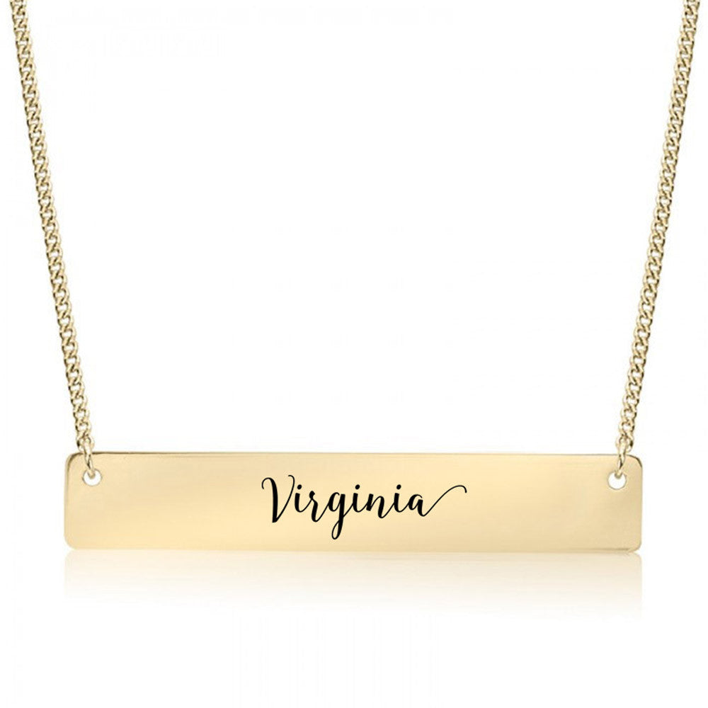Home State Pride  Gold / Silver Bar Necklace - Select Your State! - pipercleo.com
