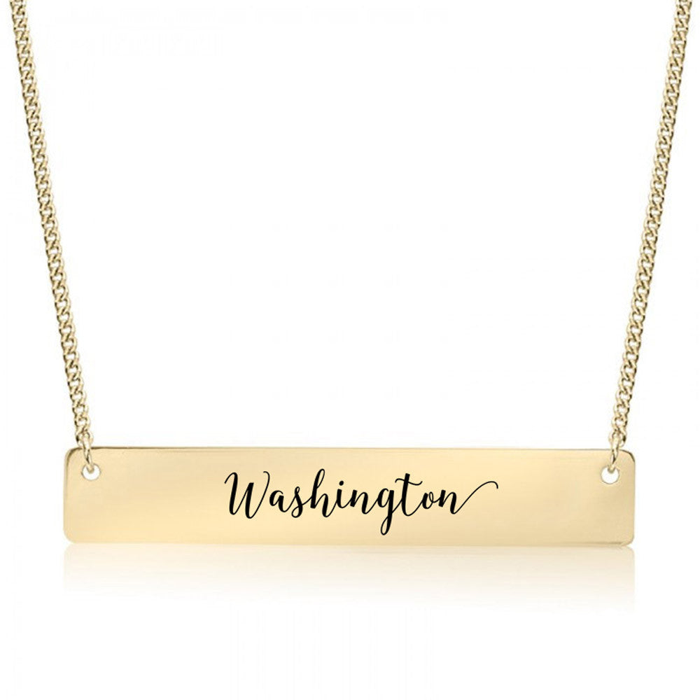 Home State Pride  Gold / Silver Bar Necklace - Select Your State! - pipercleo.com