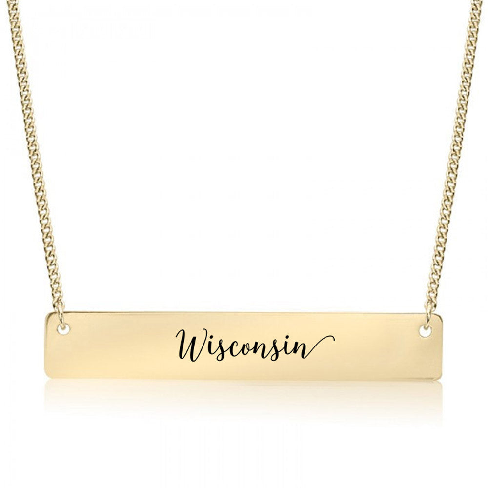 Wisconsin Gold / Silver Bar Necklace - pipercleo.com