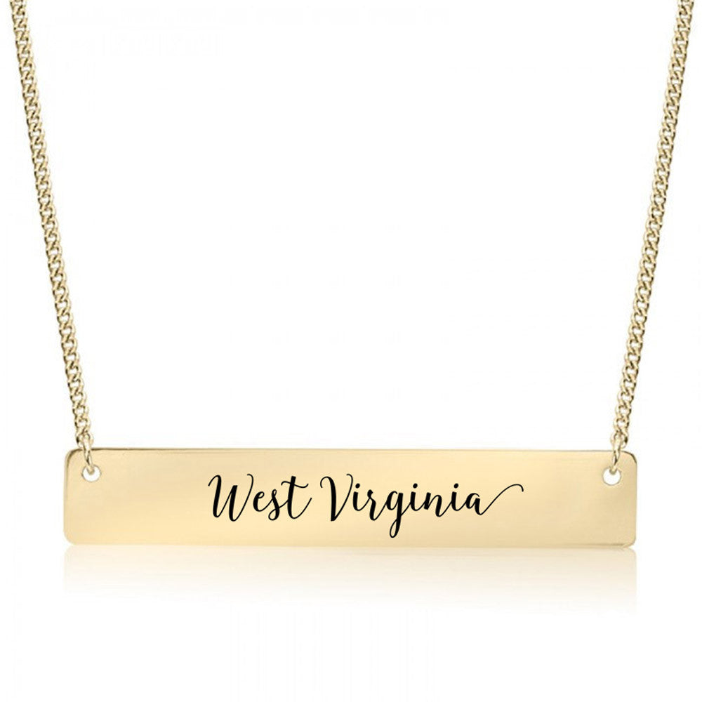 Home State Pride  Gold / Silver Bar Necklace - Select Your State! - pipercleo.com