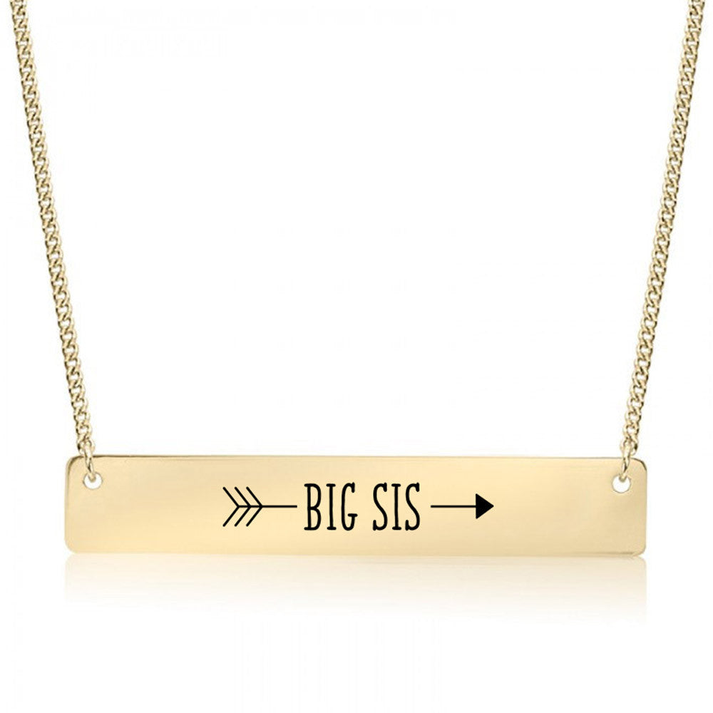 Big Sister Arrow  Gold / Silver Bar Necklace - Sister Gifts - pipercleo.com