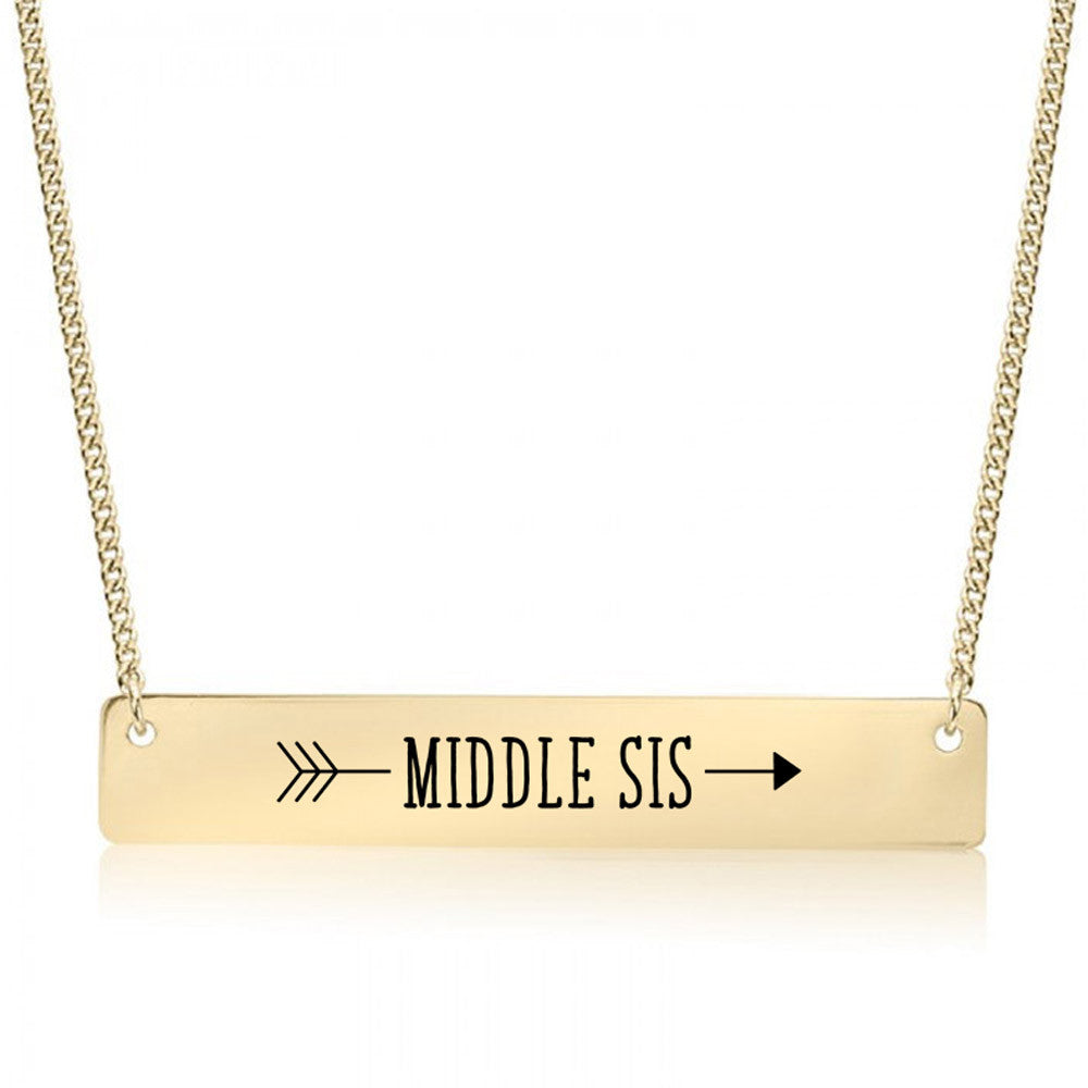 Middle Sister Arrow Gold / Silver Bar Necklace - Sister Gifts - pipercleo.com