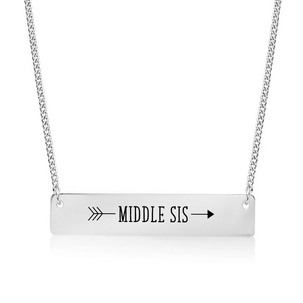 Middle Sister Arrow Gold / Silver Bar Necklace - Sister Gifts - pipercleo.com