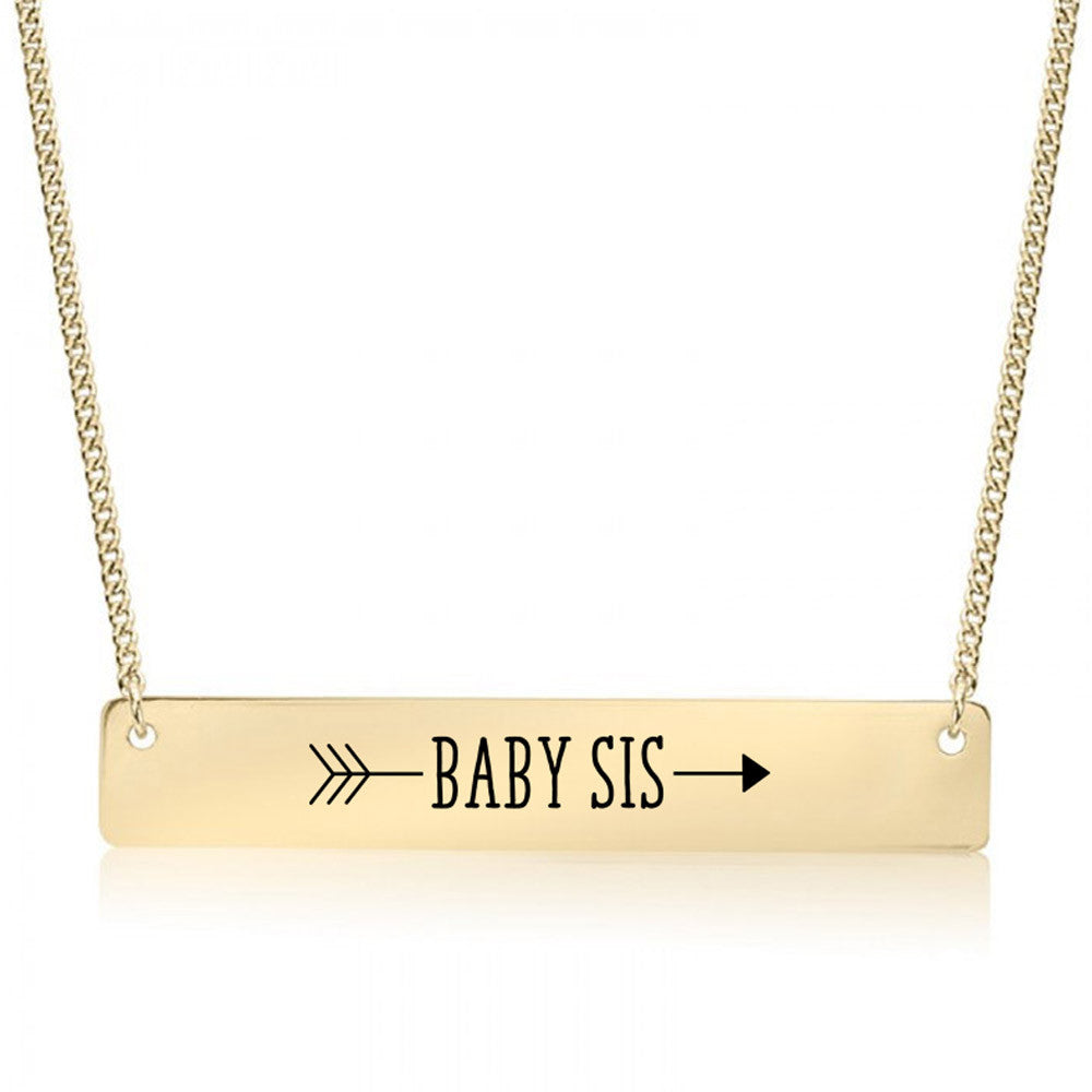 Baby Sister Arrow Gold / Silver Bar Necklace - Sister Gifts - pipercleo.com