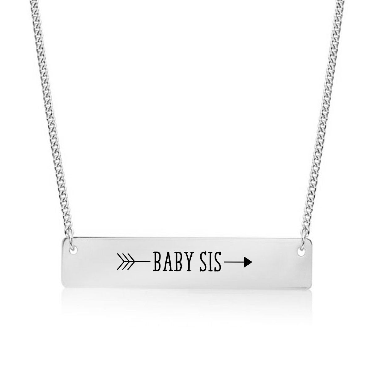 Baby Sister Arrow Gold / Silver Bar Necklace - Sister Gifts - pipercleo.com