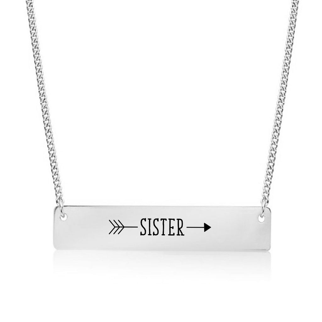 Sister Arrow Gold / Silver Bar Necklace - Sister Gifts - pipercleo.com