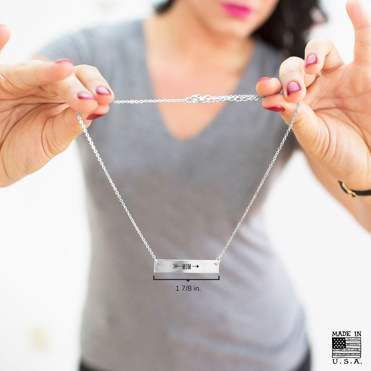 Mom Arrow Gold / Silver Bar Necklace - pipercleo.com